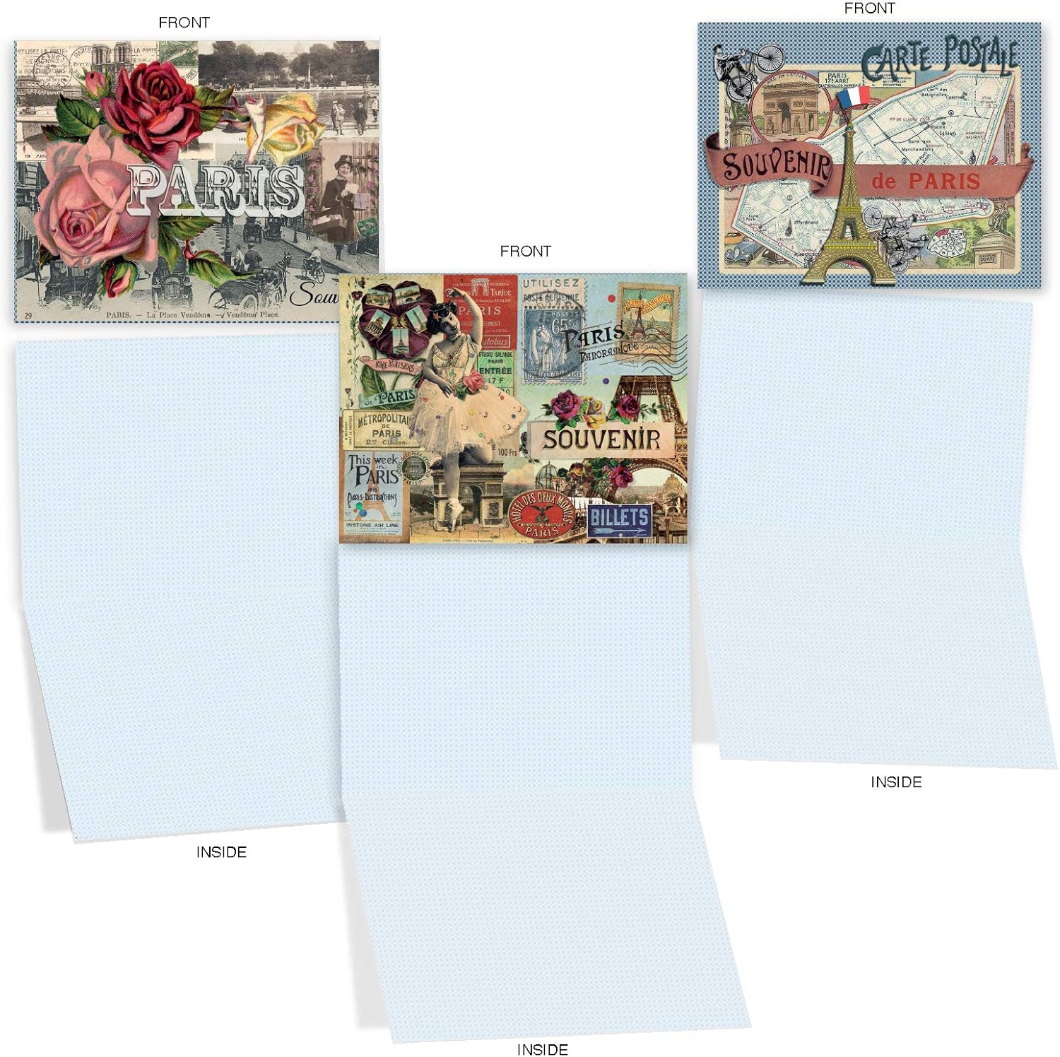 The Best Card Company - 10 Retro Blank Cards with Envelopes (4 x 5.12 Inch) - Artistic Boxed Assortment, Vintage Note Cards - Papiers De Paris M6624OCB - Image 5