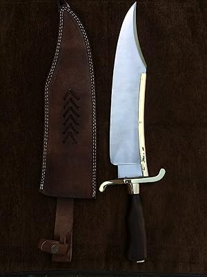 Custom Handmade 5160 Spring Steel Alamo Musso Bowie Knife Replica, JimBowie, Jim Bowie, Hunting Bowie Knife, Camping Knife Wood Handle With Leather Sheath AMK-047 FS Crafts, Silver