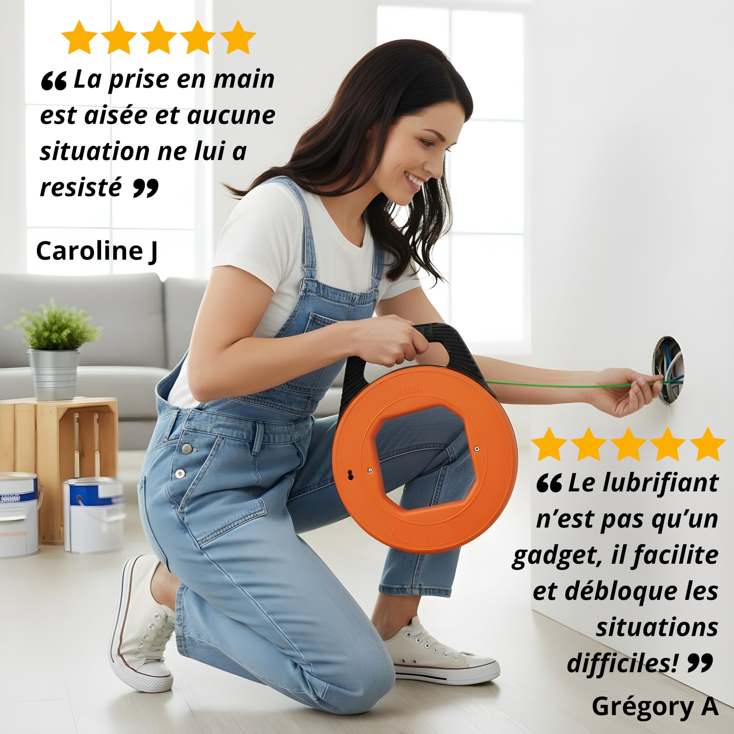 Jag's Tools Aiguille Tire-Fil Électricien 40m avec Gel Lubrifiant