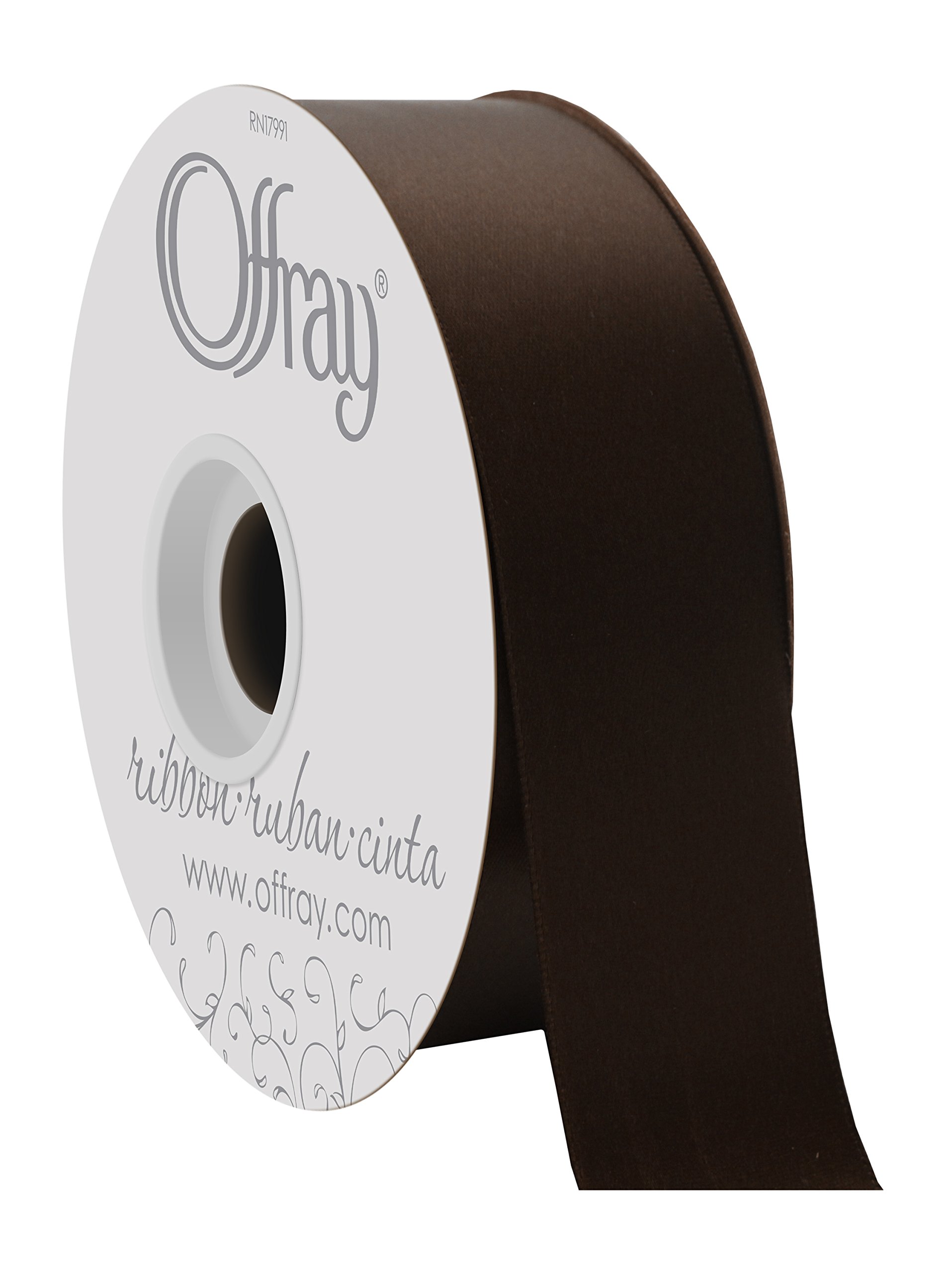 Berwick Offray Double Face Satin Ribbon, 50 Yards, Brown