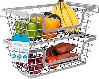 Vista 1 de BirdRock Home - 2 unidades de cestas apilables en alambre para almacenamiento de frutas y verduras, para colgar o como estante de pared o cubo