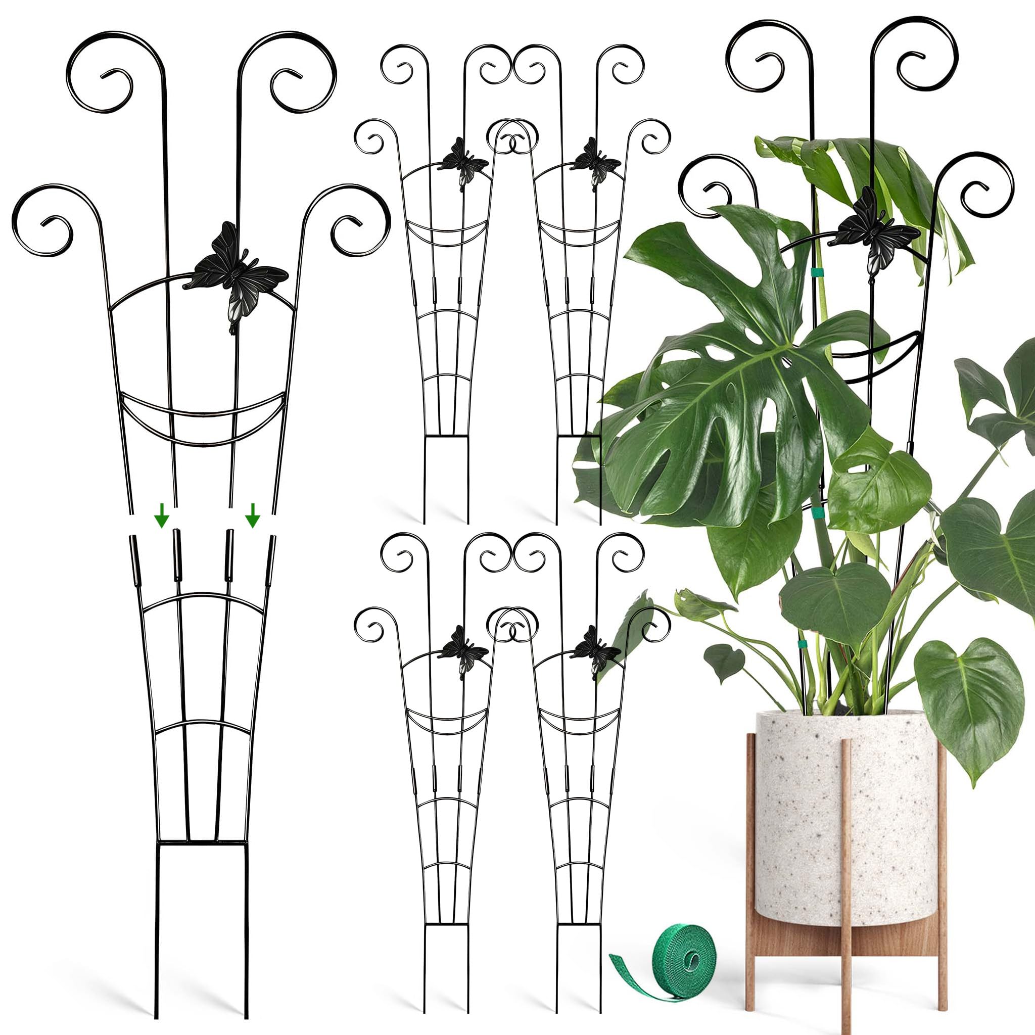 Coomin 32.6in Monstera Plant Support Trellis with One Butterfly, 4P