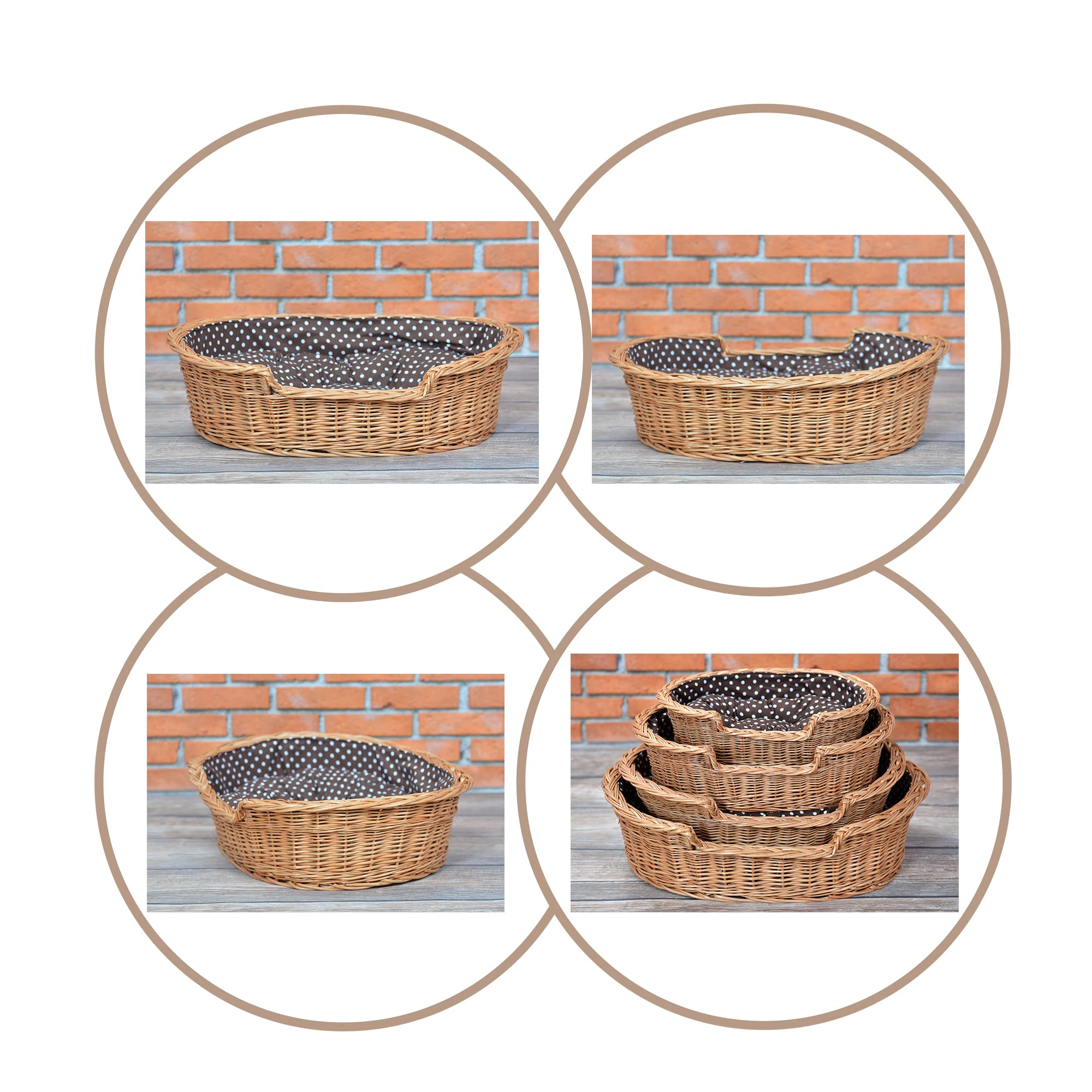 e-wicker24 Kosz dla psa z wikliny, legowisko dla psa i kota, legowisko dla kota z poduszką, pleciony kosz dla kota