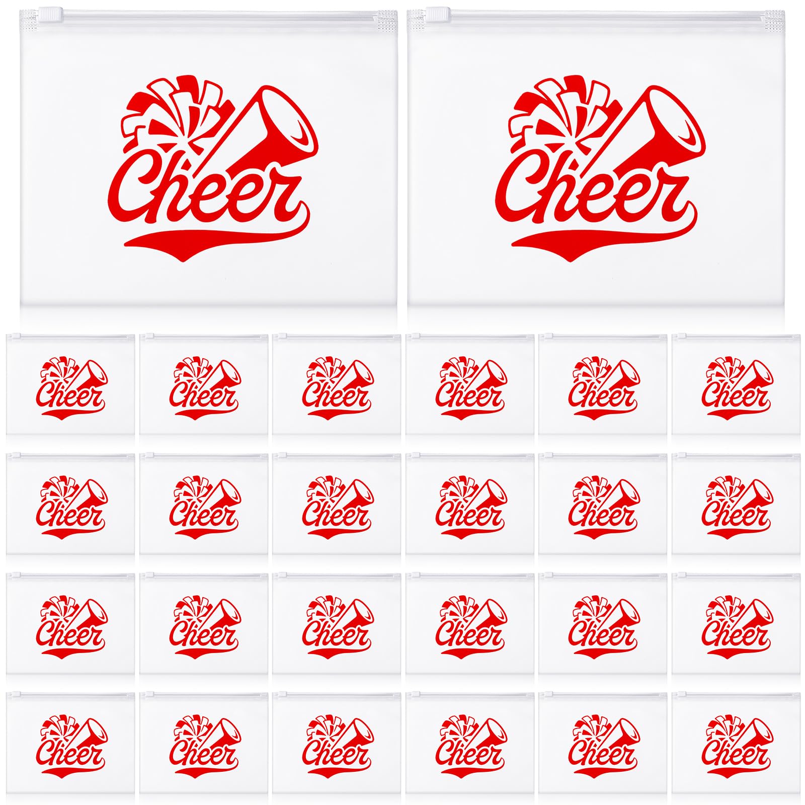 Sunnyray 60 Pcs Cheer Team Gifts Bulk Cosmetic Makeup Bags for Cheerleader Sport Team Inspirational EVA Bag Women Makeup Toiletry Bags Pouch with