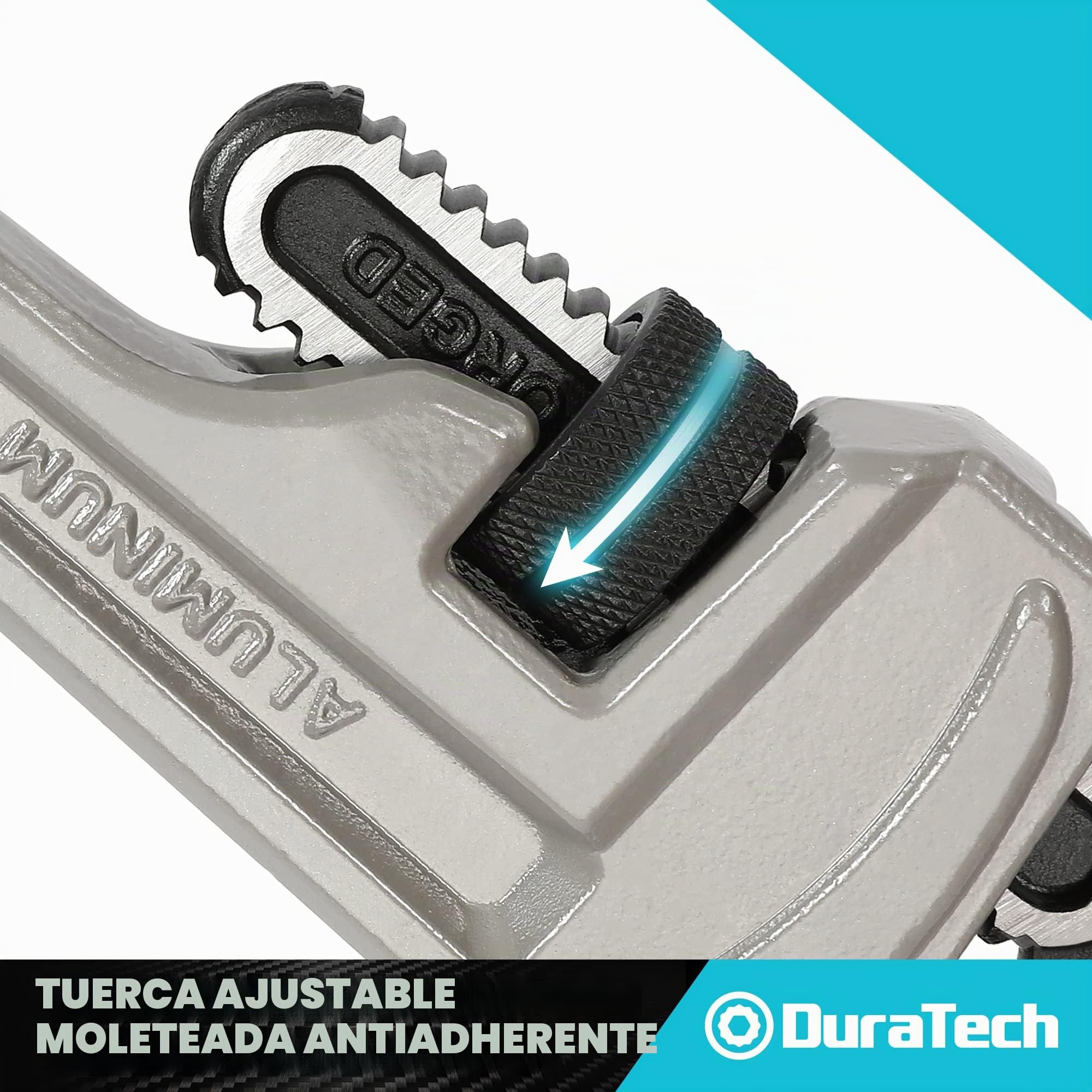 DURATECH Llave de tubo, llave de tubo recta de aluminio resistente, llave de fontanería ajustable de 250 mm