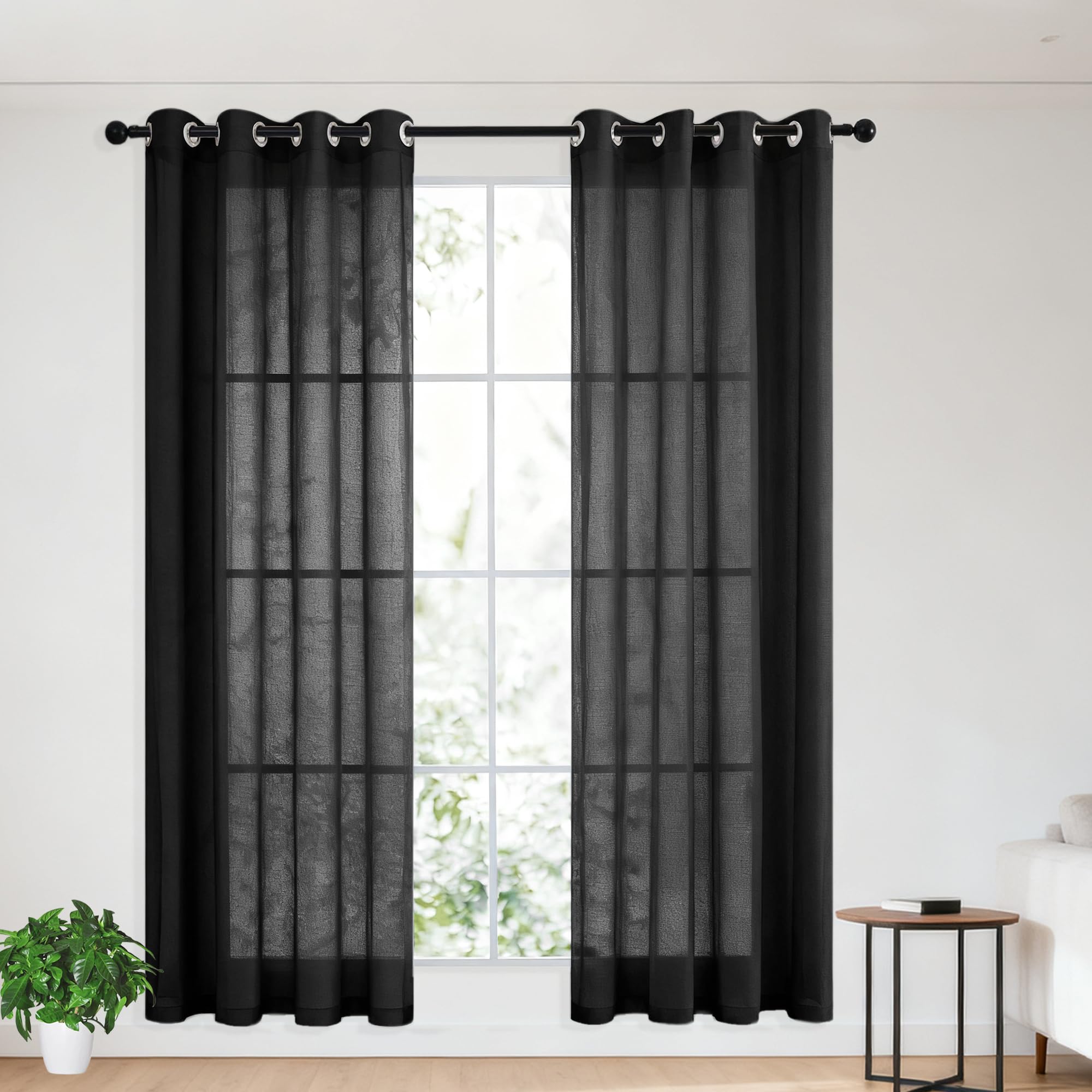 Voilage fenetre noir contre le vis-à-vis 260x200 pour chambre et salon