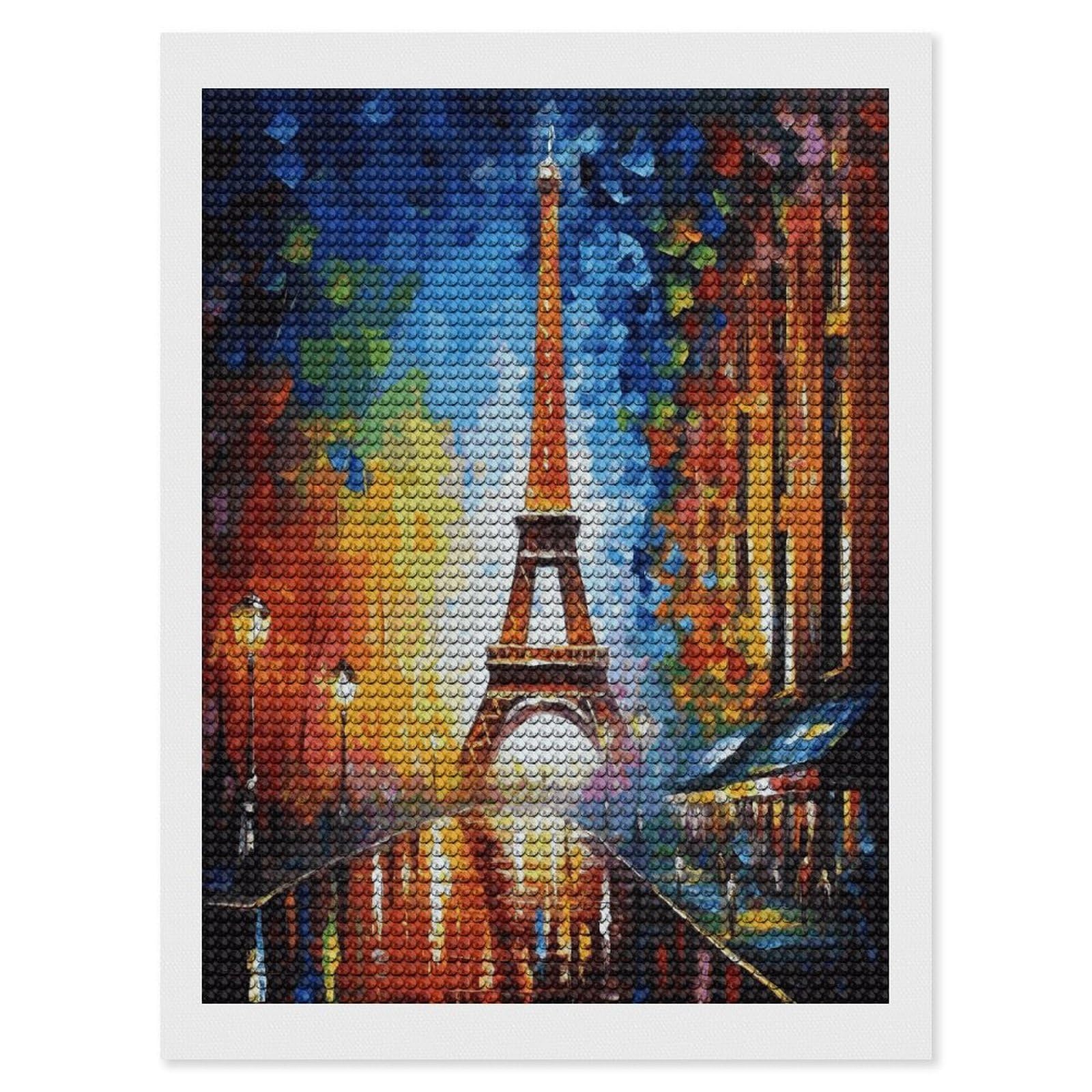 FekiLoot Diamond Art Kits for Adults, DIY 5D Paris Eiffel Tower Painting Diamond Painting Kits for Beginners, Full Round Drill Diamond Dots Painting Gem Art Crafts for Home Wall Decor & Gift 12"x16"