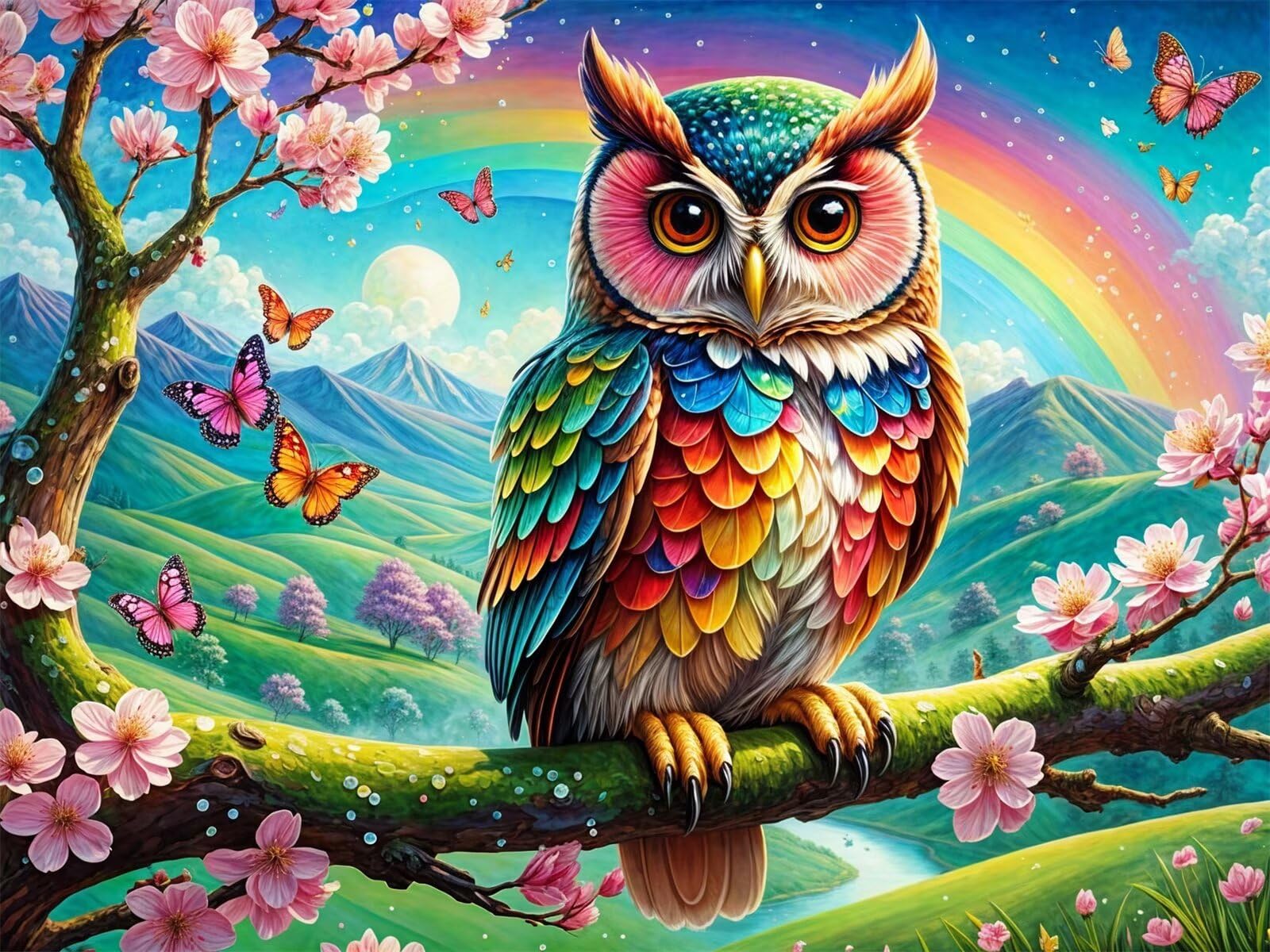 Puzzle 1314 Piezas Adultos Búho arcoíris Colorido, Rompecabezas Adultos Dificil 75x50cm, Estimula la Concentración y Antiestrés, Juego de Habilidad para Toda la Familia