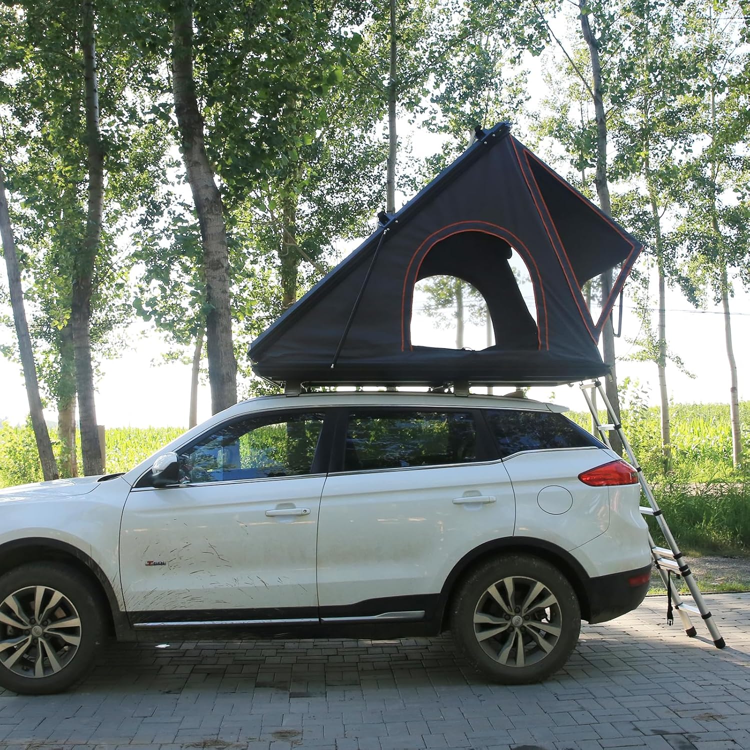 Pop Up Triangle Hard Roof Top Tent Aluminum Frame Shell Truck Roof Tent with Rack