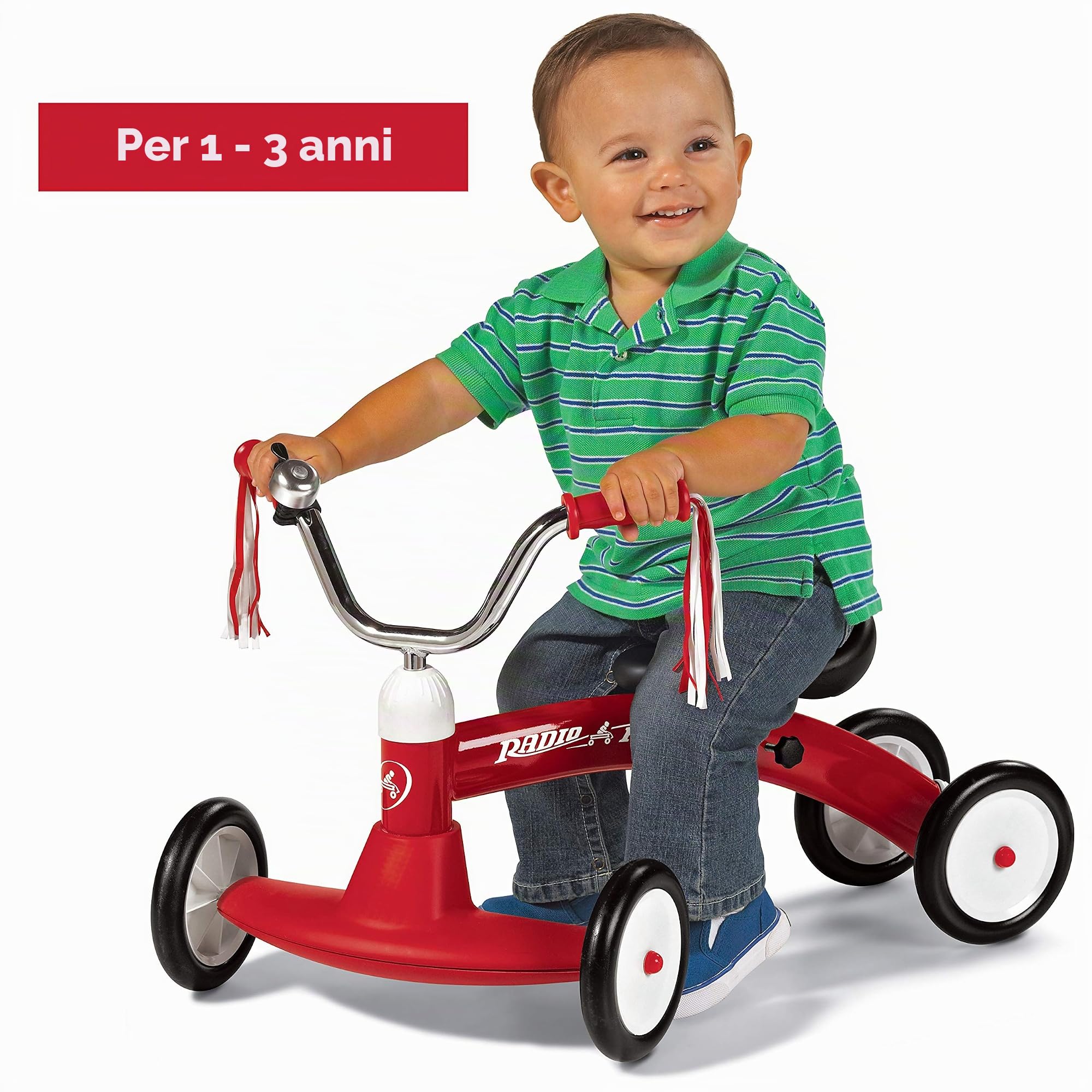 Radio Flyer Scoot About, Macchina cavalcabile bambini, Triciclo bambini giocattolo rosso per bambini da 1 a 3 anni, Interno ed esterno
