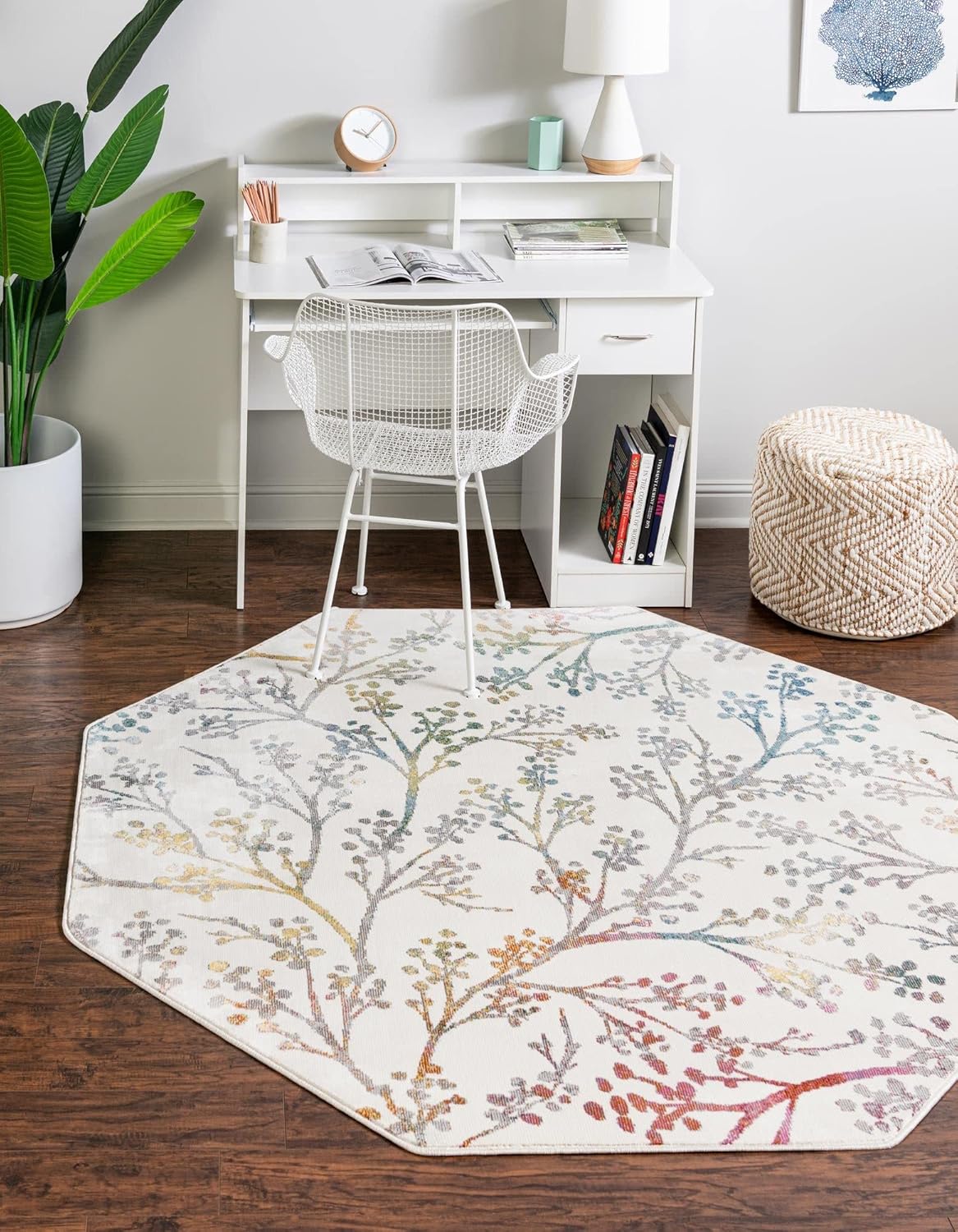 Unique Loom Blossom Collection Area Rug - Yoshino (10' Square, Blue/ Green)