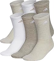 adidas Women's Cushioned Crew Athletic Socks 6-Pack - Moisture-Wicking, Arch Support, Durable Comfort for Active Lifestyles