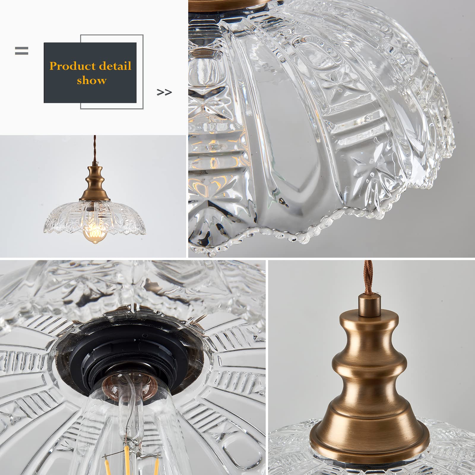 VCJYXZC 1-Light Pendant Light with Oil Rubbed Bronze Metal Glass Shade and Adjustable Cord Industrial Ceiling Hanging Light for Kitchen Island Bar Dining Room Bedroom Foyer Hallway Farmhouse