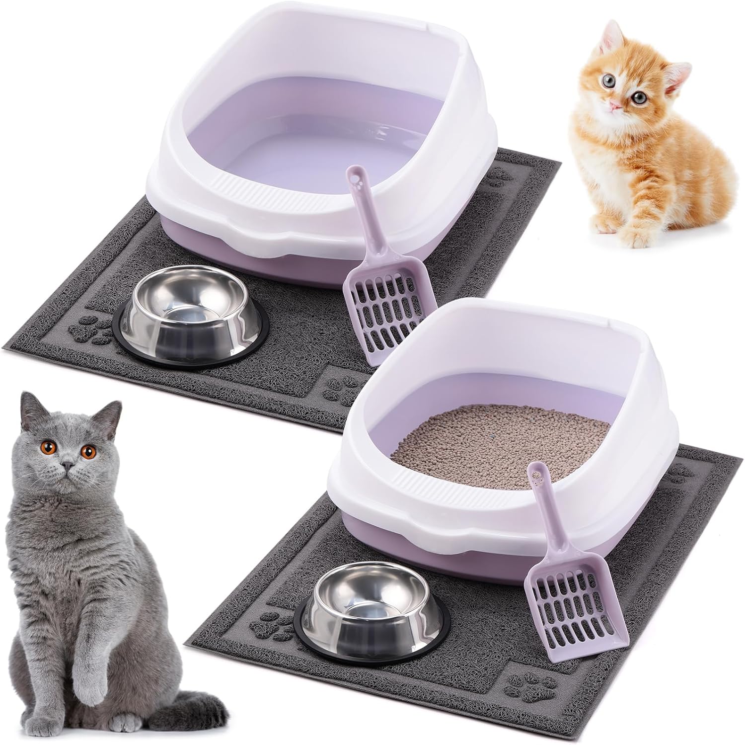 Mifoci 8 Pcs Small Litter Box for Kittens Kit, Include 2