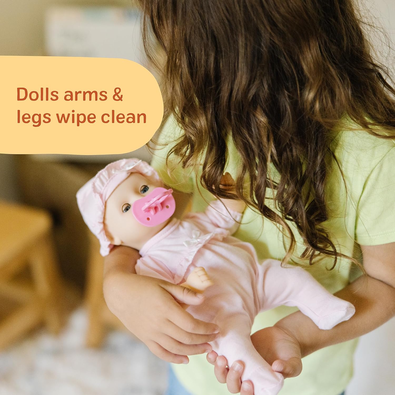 Melissa & Doug Mine to Love Jenna 12" Baby Doll with Moving Eyes, Thumb & Pacifier Sucking Action, Doll Clothes & Accessories, Toddler Toys for Girls & Boys Ages 18 Mo+