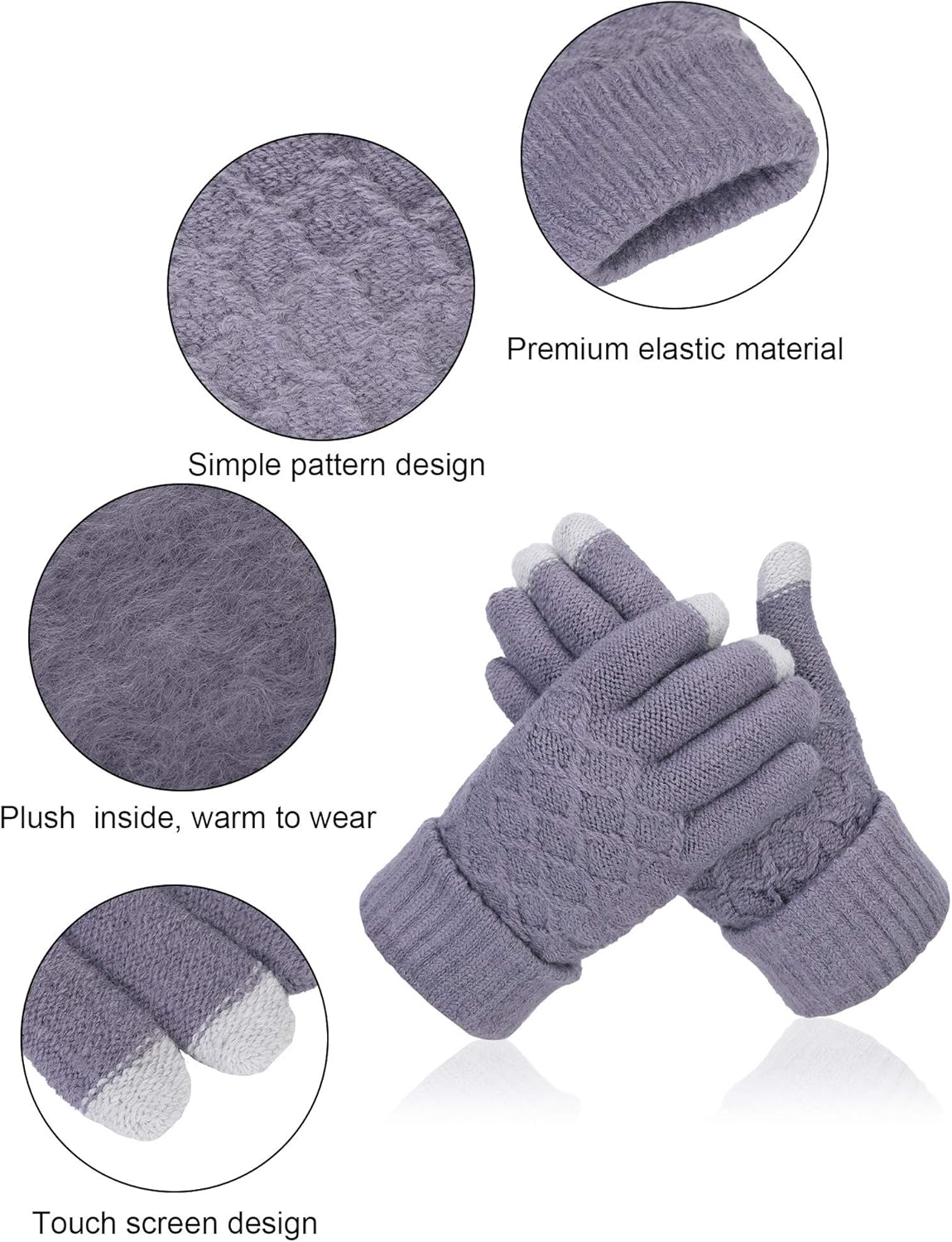 SATINIOR 6 Pairs Women Winter Touch Screen Gloves Warm Fleece Lined Knit Winter Gloves with Touchscreen Fingers - Image 3