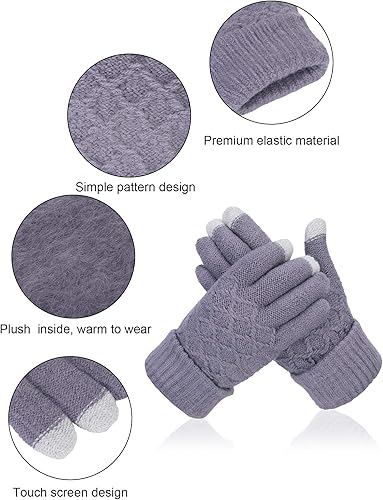 Miniatura 3 de SATINIOR 6 Pair Women Winter Touch Screen Gloves Warm Fleece Lined Knit Winter Gloves with Touchscreen Fingers