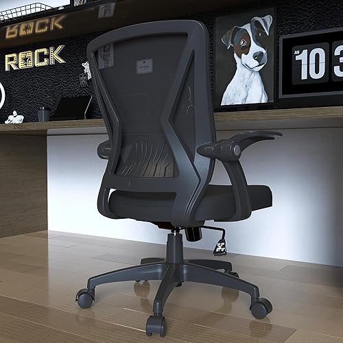 Miniatura 7 de Silla de escritorio giratoria de malla ergonómica para oficina en casa, altura ajustable con brazos abatibles y soporte lumbar