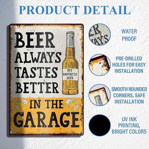 Miniatura 3 de Divertida decoración de pared de bar, letrero de cerveza para el hogar, bar, pub, cueva, garaje, decoración de lata de metal retro, 8 x 12 pulgadas,