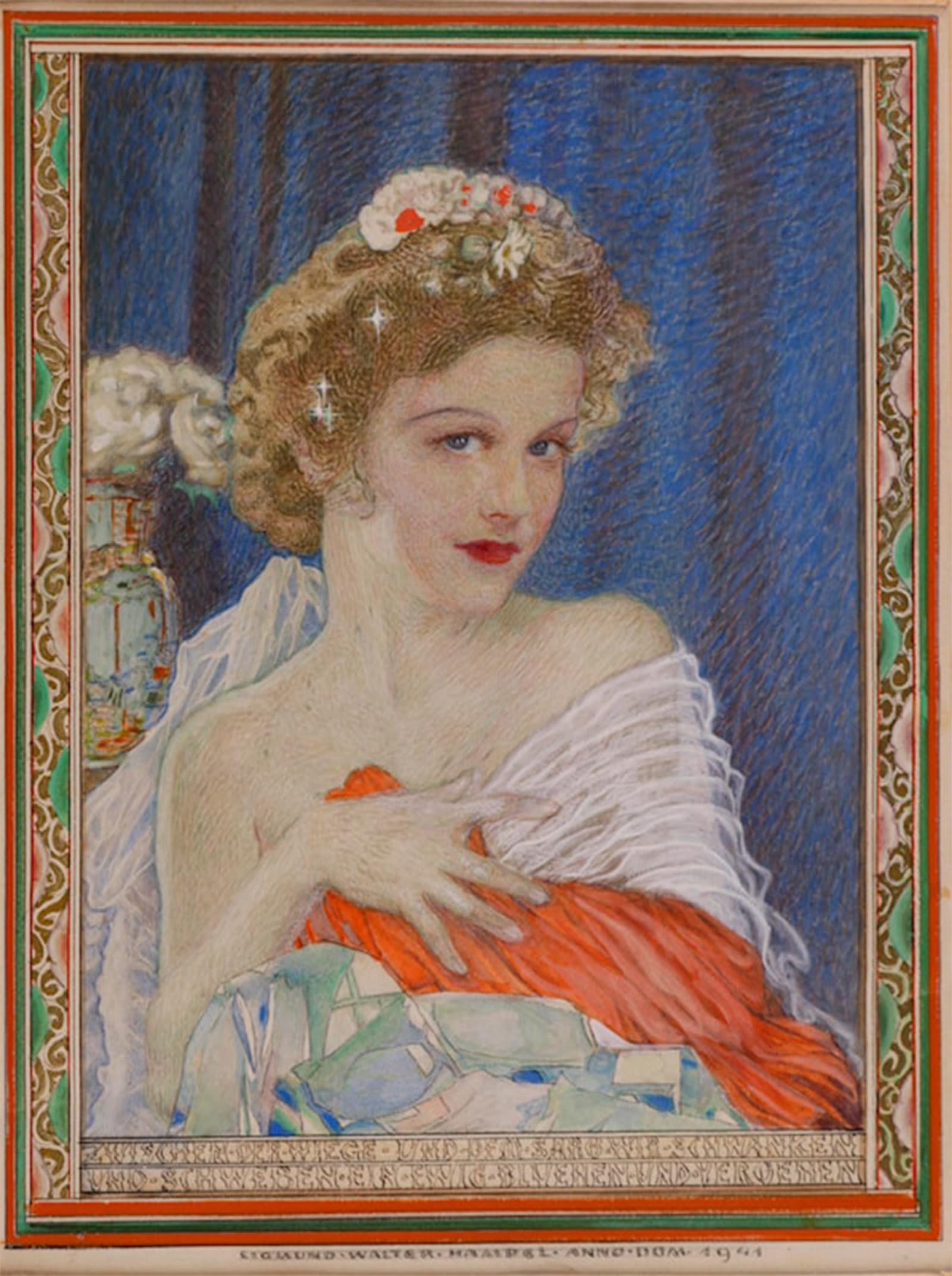 SERENDIPITP Vintage Wall Art Canvas Nordic Poster Canvas Print Picture Portrait of a Lady by Sigmund Walter Hampel Wall Art Poster for Home Decor 60x90cm