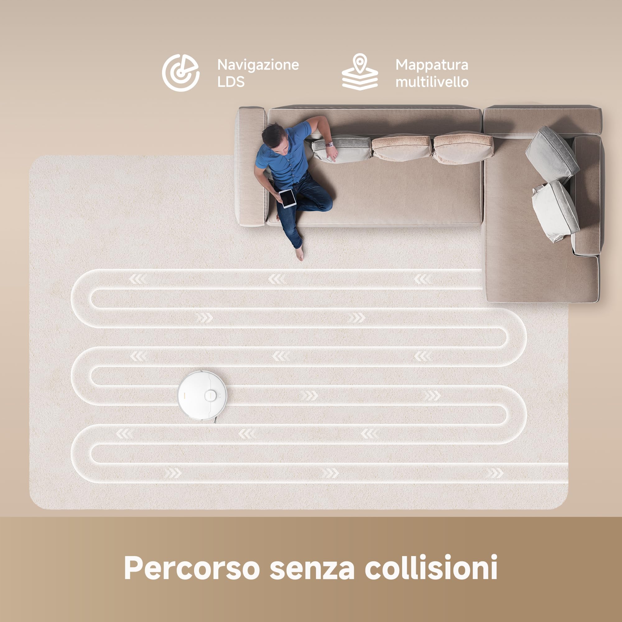DREAME D20 Robot Aspirapolvere, Aspirazione 13.000 Pa, Doppia Spazzola Antigroviglio, Navigazione LDS, Aspirapolvere e Lavapavimenti 2 in 1, Pavimenti e Tappeti e Moquette,Batteria da 5.200 mAh,Bianco