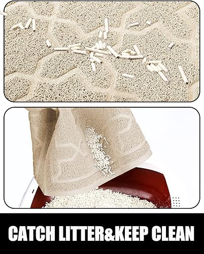 Miniatura 5 de Yimobra Tapete de arena para gatos, 24 x 20 pulgadas, con malla de bloqueo de arena, tapete suave para arena para gatos, fácil de limpiar,