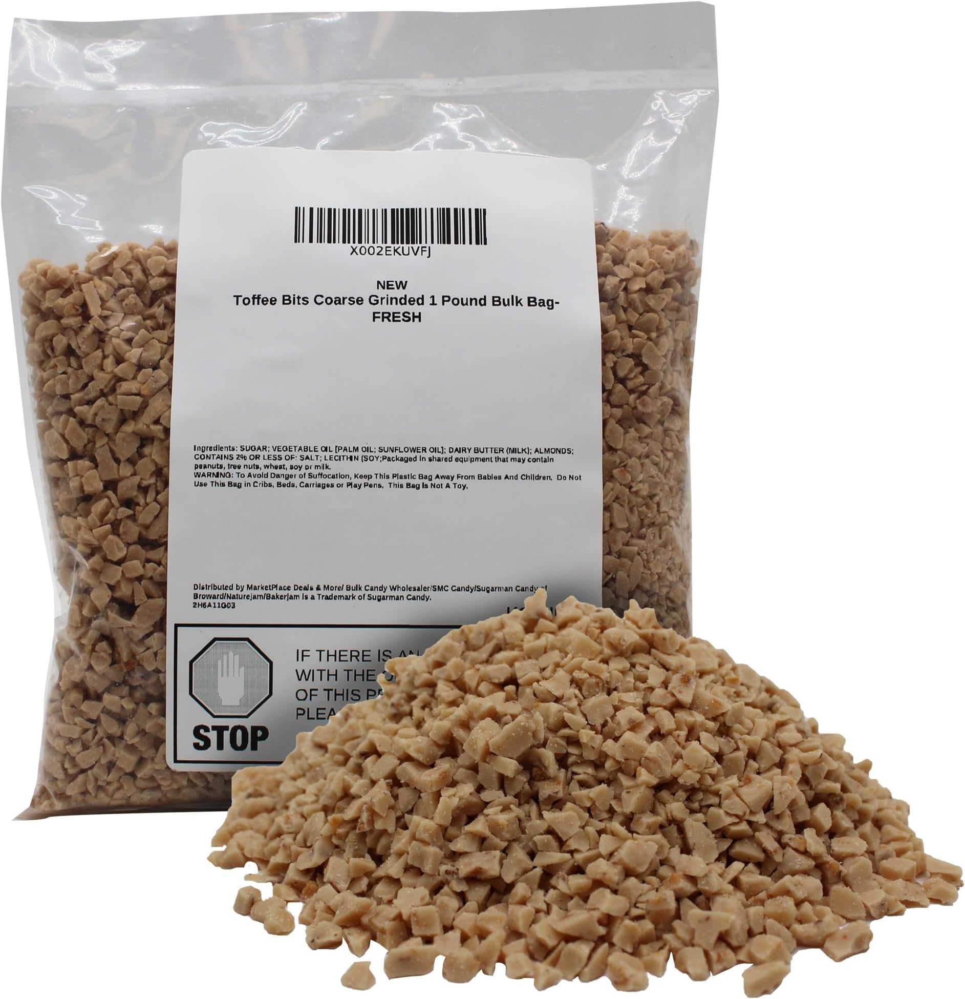 Toffee Bits Coarse Grinded 1 Pound Bulk Bag-FRESH