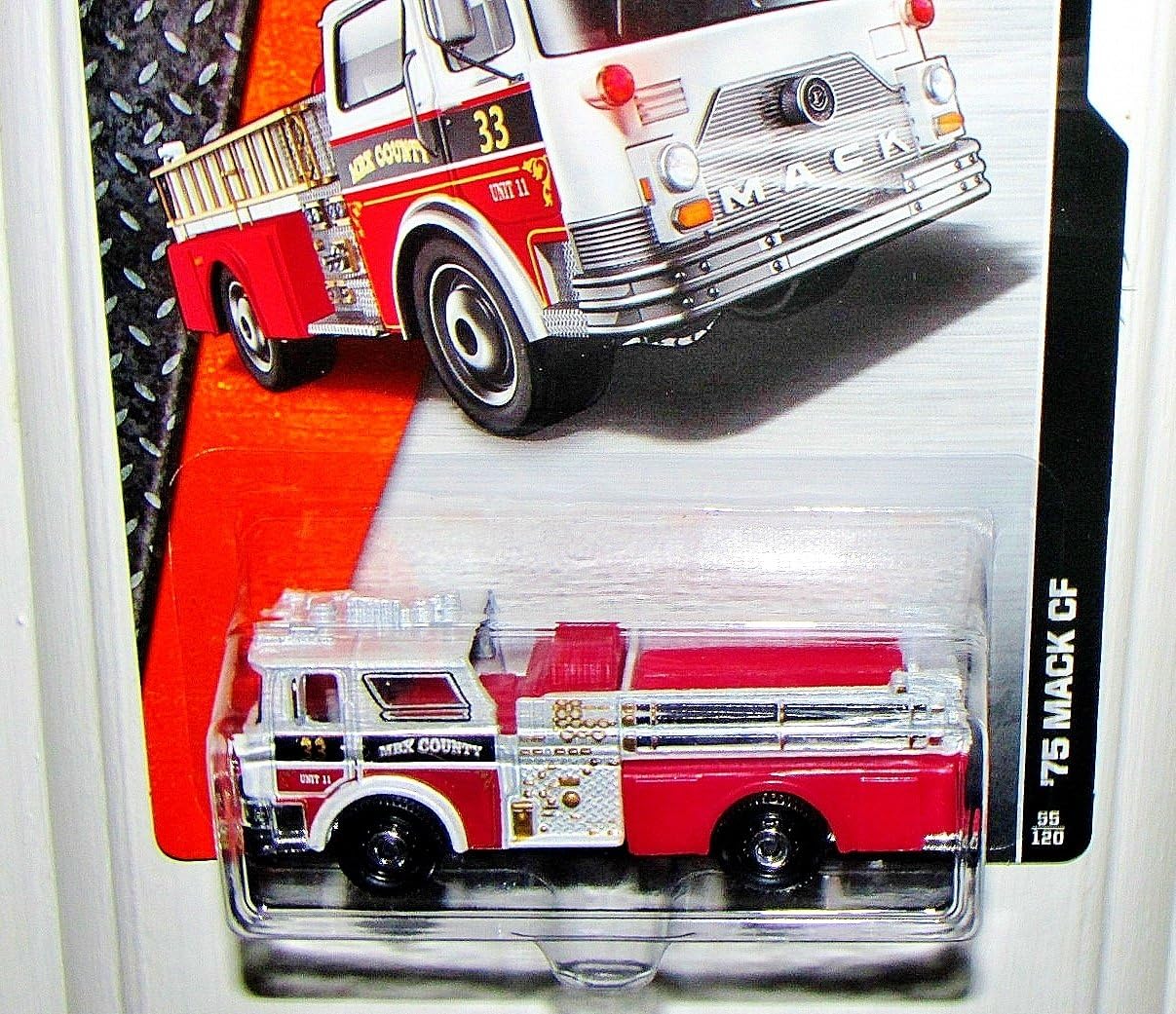 Matchbox 2015 MBX Heroic Rescue '75 Mack CF Fire Engine 55/120, Red and White