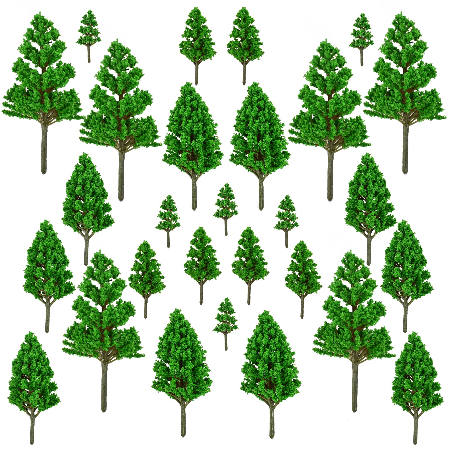 Mini Model Miniature Trees Mixed Train Scenery Architecture Trees Fake Trees for DIY Crafts Building Model Scenery Landscape Green 1.2-3.9 inch 30 PCS