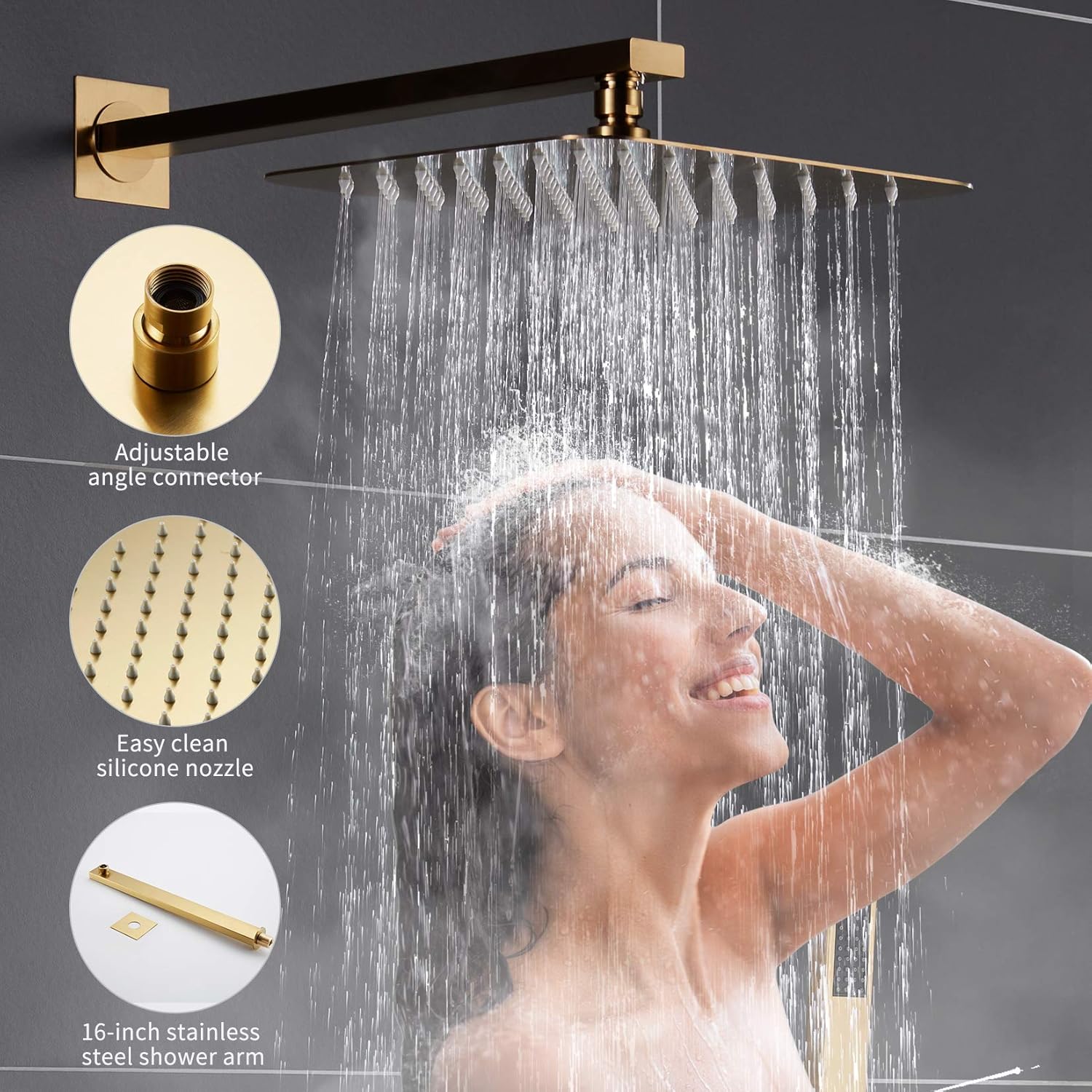 Up To 40% OFF ESNBIA Shower System, Bathroom 12 Inches Rain Shower Head with Handheld Combo Set, Wall Mounted High Pressure Rainfall Dual Shower Head System, Shower Faucet Set with Valve and trim, Brushed Gold Promo 40% OFF ESNBIA Shower System, Bathroom 12 Inches Rain Shower Head with Handheld Combo Set, Wall Mounted High Pressure Rainfall Dual Shower Head System, Shower Faucet Set with Valve and trim, Brushed Gold