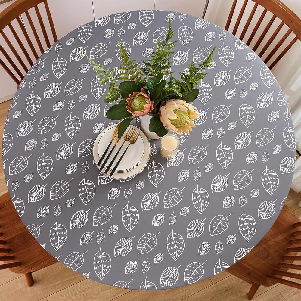 Round Fitted Vinyl Tablecloths Walrus Round Vinyl Fitted Tablecloth With Flannel Backing Elastic 
