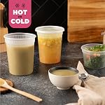Deli Food Storage Containers With Lids - [48 Sets] - (8, 16, 32 Oz) - Plastic Deli Containers Variaty Pack - Soup Containers With Airtight Lids - Microwave, Freezer & Dishwasher Safe