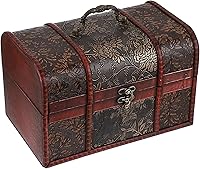 ELLDOO Large Vintage Wooden Treasure Chest Box - Pirate Keepsake Storage for Jewelry, Trinkets, Kids Gifts & Home Decor