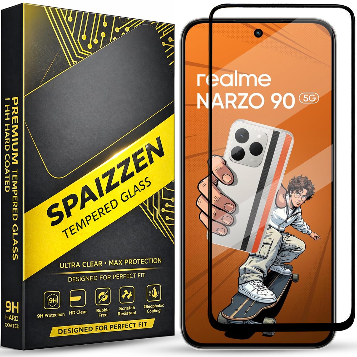 Military-Grade Tempered Glass Screen Protector Compatible for Realme Narzo 90 5G / Realme Narzo 90 with Edge to Edge Coverage and Easy Self Installation kit-picture-16