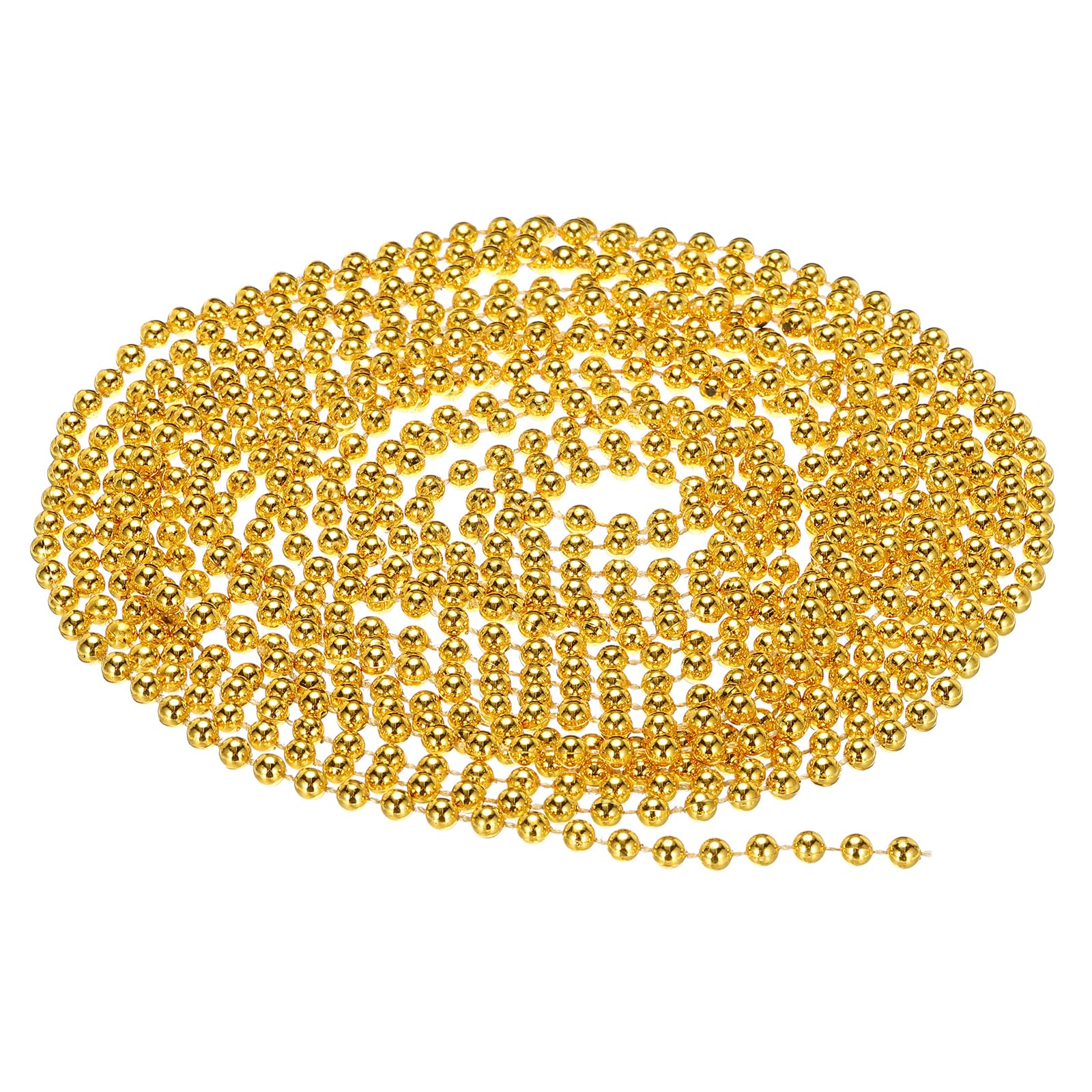 PATIKIL 6mm Golden Pearl Trim Artificial Pearl Strand, 16.4Ft/5m Roll, 1 Roll, ABS Plastic