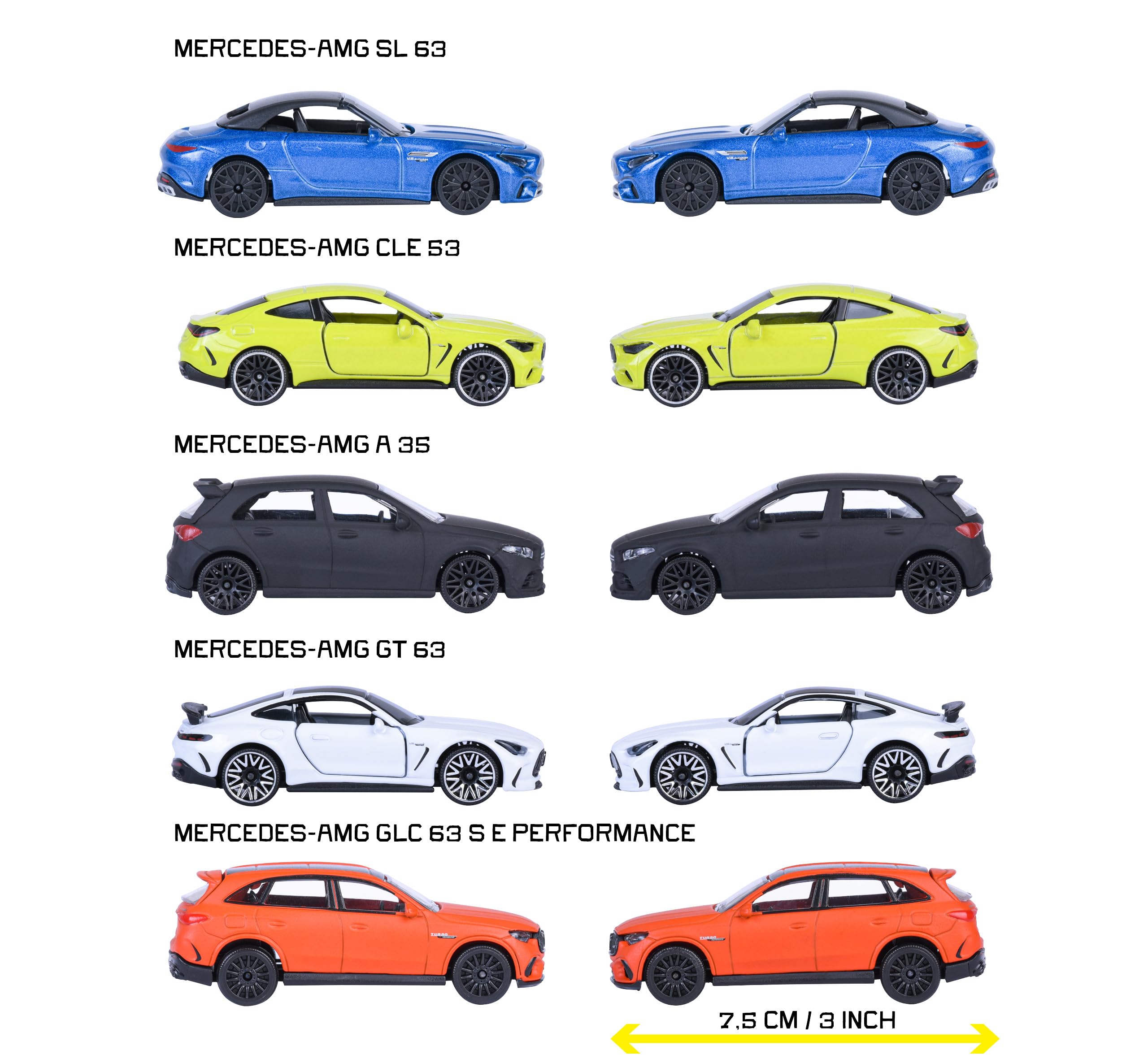 Majorette – Mercedes-AMG 5 Pieces Giftpack – Set Auto in Metallo Die-Cast, 5 Modellini da Collezione con Licenza Ufficiale, 8502105000S06, Giocattolo per Bambini dai 3 Anni in su