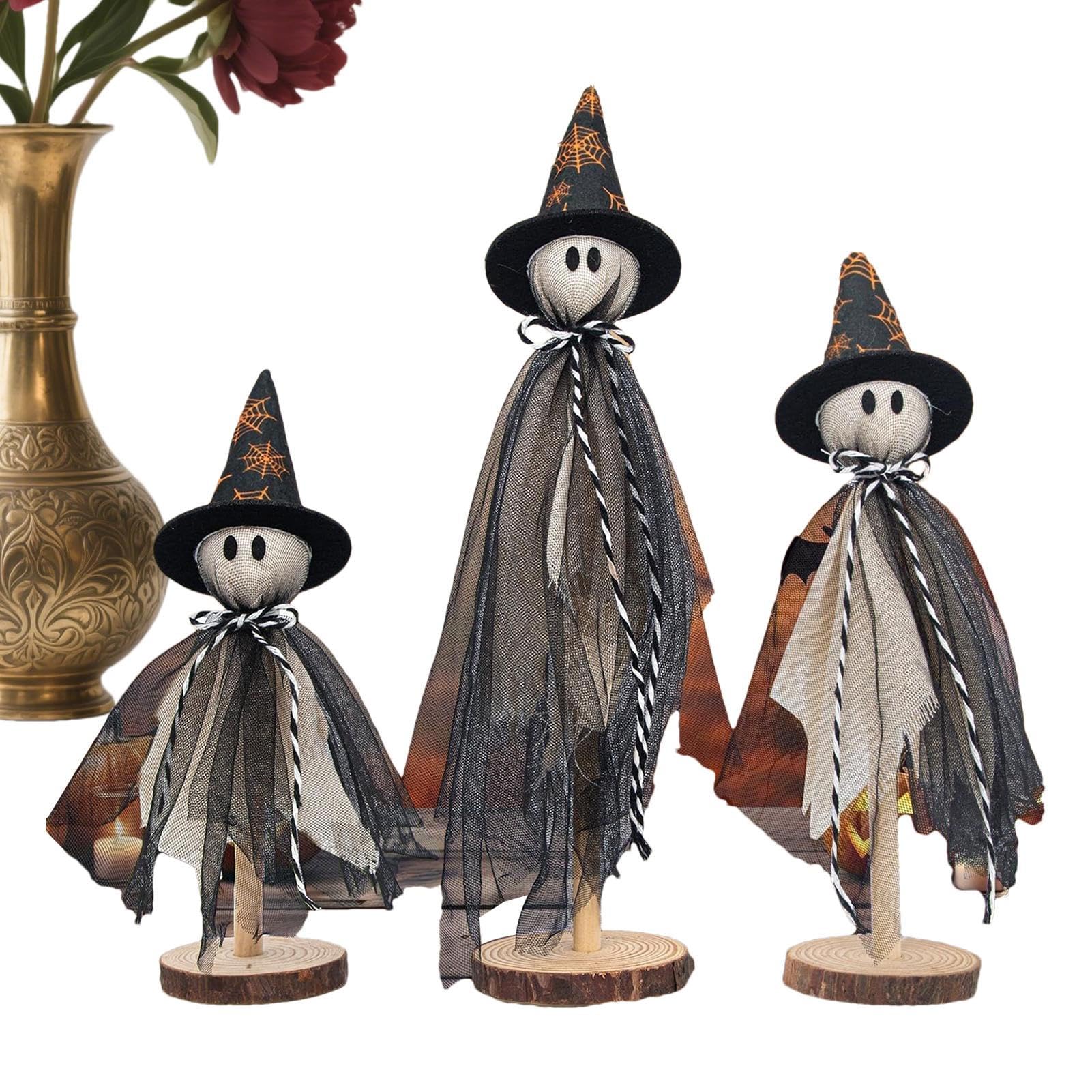 Décorations fantômes Halloween en bois | Sculpture maison et fête
