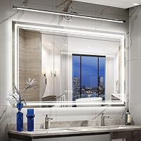 Vista 18 de Espejo de baño LED de 30x30 pulgadas con iluminación frontal y trasera (control independiente), espejo iluminado para pared de baño con 3