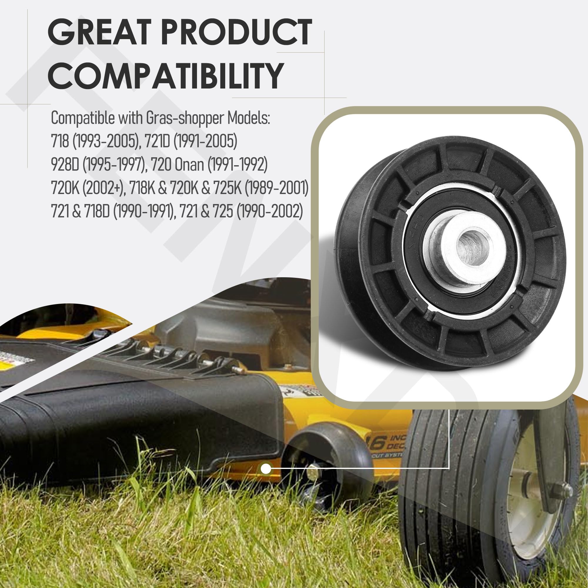 Paquete de 2 poleas tensoras 393312 V para cortacésped de giro cero modelo 718, 720, 721D, 725, 725K y 928D, sustituye a 165626, 532165626, 280-378, 78-045