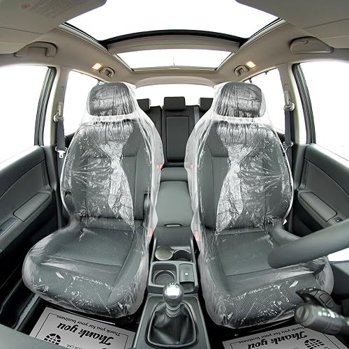 Miniatura 3 de Juego de 100 fundas de asiento desechables para automóviles y 100 alfombrillas desechables para automóvil, fundas de asiento de plástico,