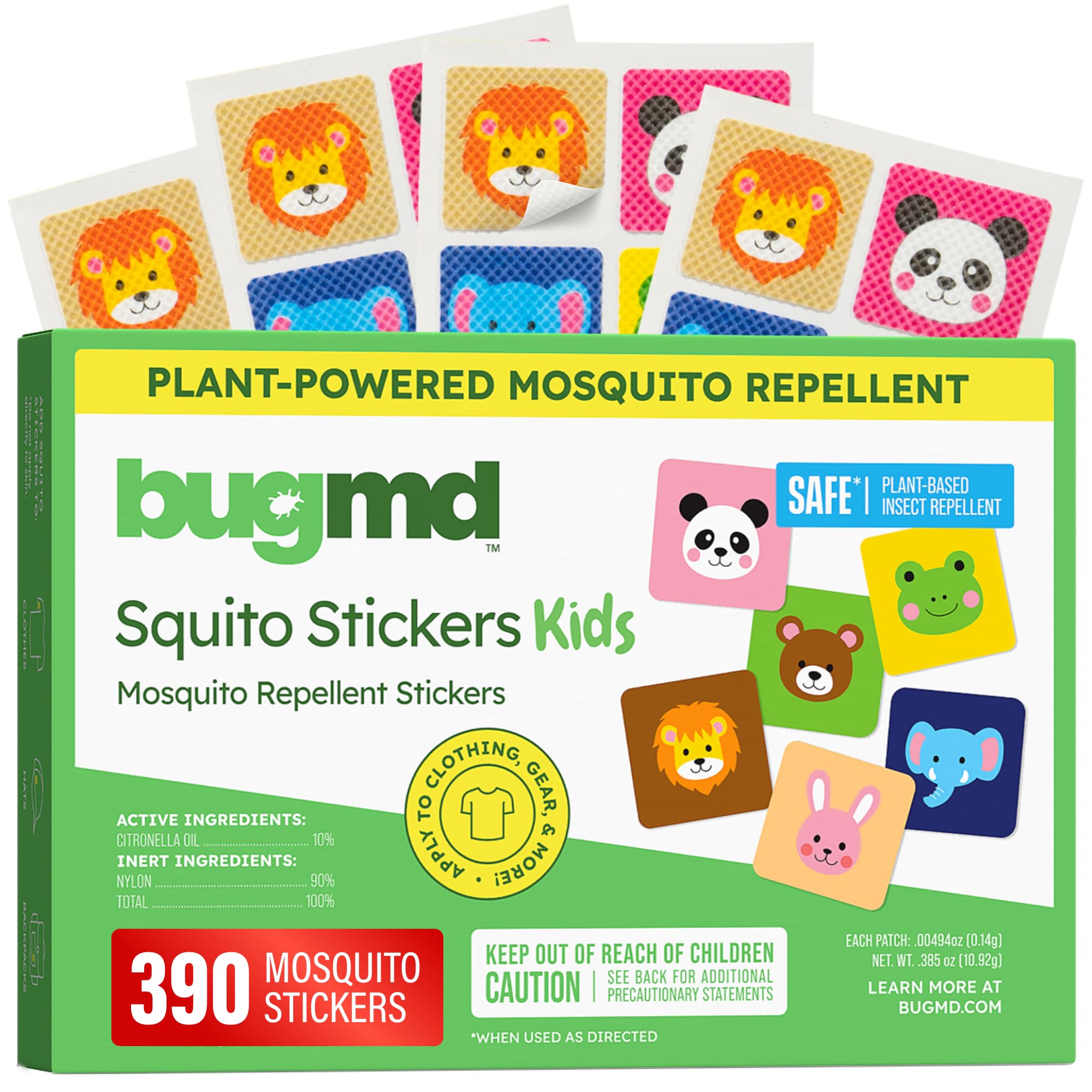 BugMD Squito Stickers Mosquito Repellent Patch Stickers for Kids (390 Patches), Safe & Effective Insect Repellent Patches for Toddlers, Kids, Camping, Beach & Outdoor Essentials