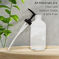 Vista 9 de Cornucopia Brands 8oz Clear Glass Pump Bottles (4-Pack w/Black Plastic Pumps), Great as Essential Oil Bottles, Lotion Bottles, Soap Dispensers, and