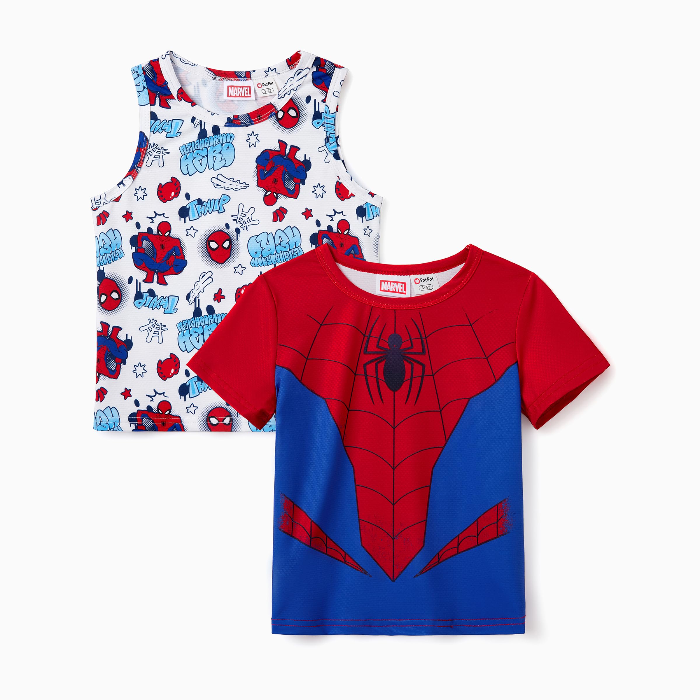 Marvel Spiderman Cars Stitch Star Wars Mickey 2 Pack Suit Boys' Tank Top Shirts & Short T-Shirt Kids Sleeveless 2-9Y
