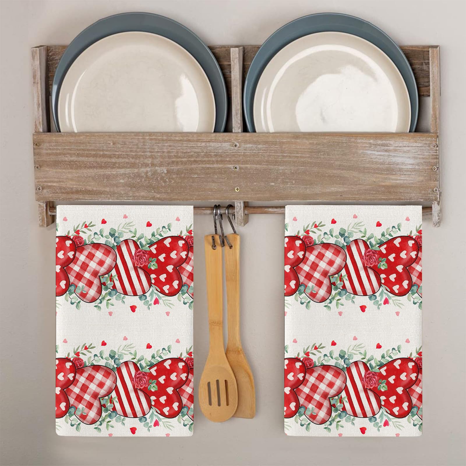 Strofinacci Cucina Leaf Red Heart Canovacci Cucina Assorbente Microfibra Morbido e Lavabile Asciugamani Cucina Decorativi per Bagno Ristorante 4 Pezzi (40x60 cm)