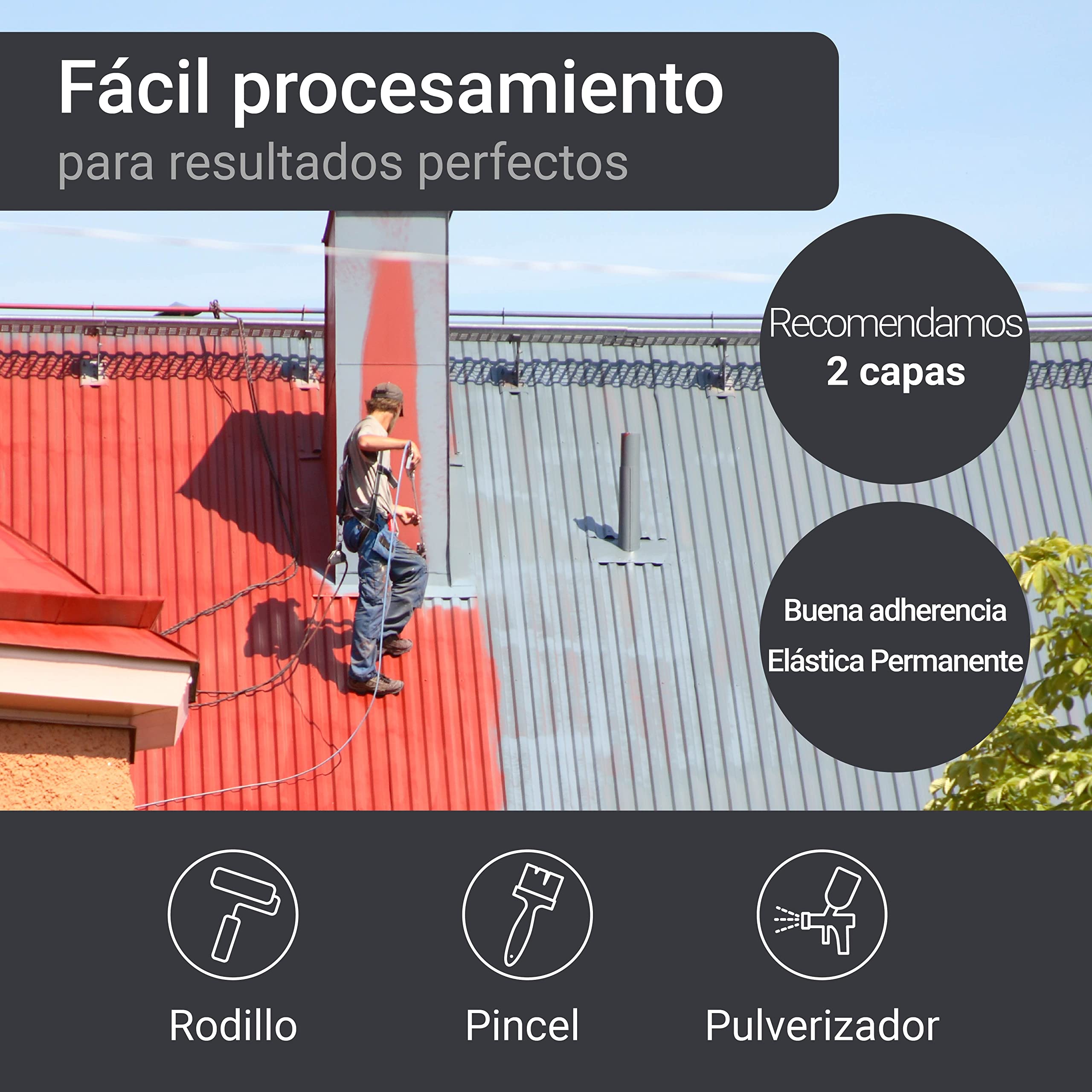 Pintura para Tejados Impermeabilizante y Antigotera W510 Verde musgo sim RAL 6005-5L