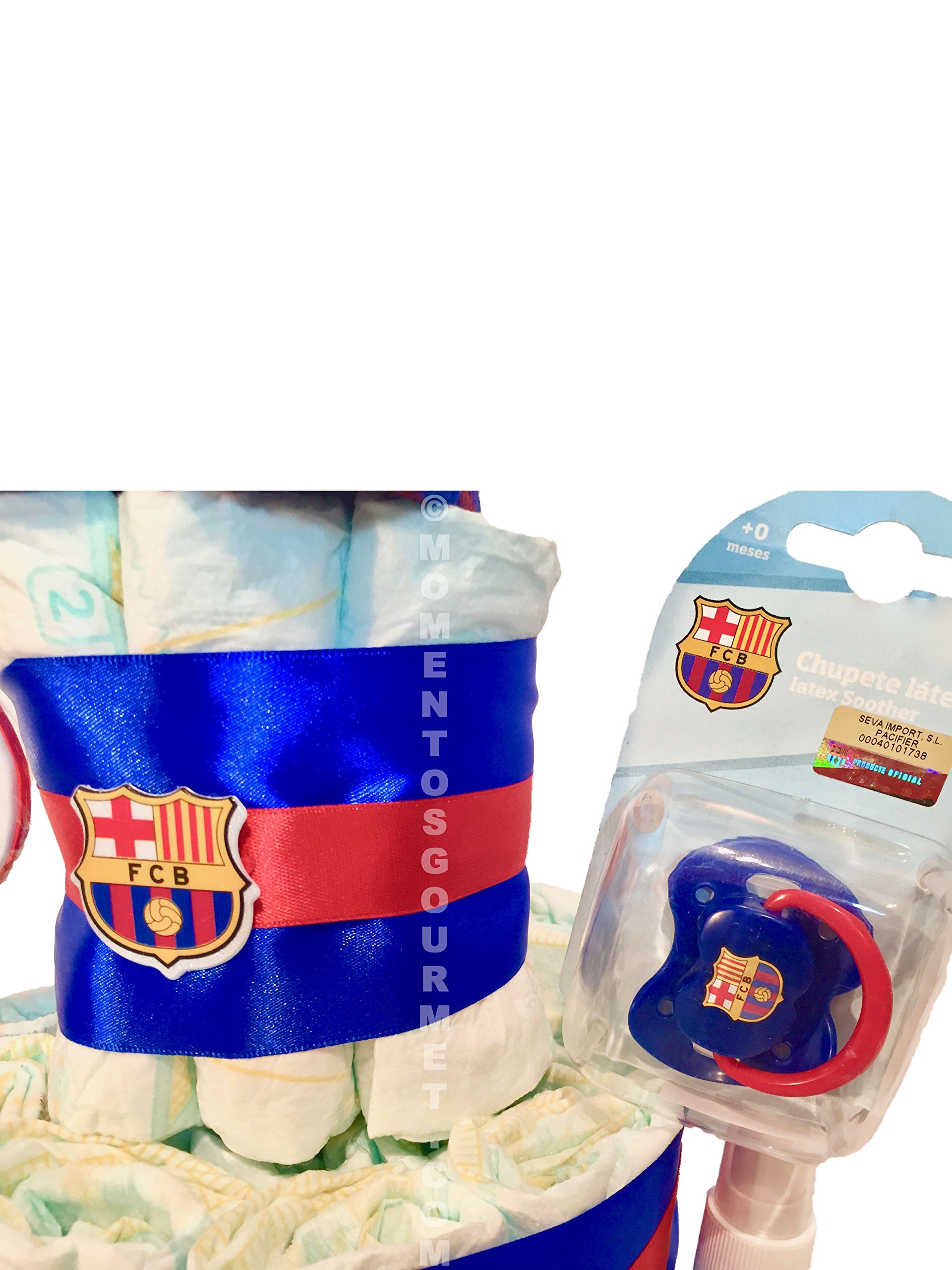 Tarta de pañales F.C.Barcelona MUSTELA (Talla 3 (4-9 kg)) by MomentosGourmet Añade tu dedicatoria personalizada. Regalo para bebé muy práctico. Cesta Canastilla recién nacido. Diaper Cake