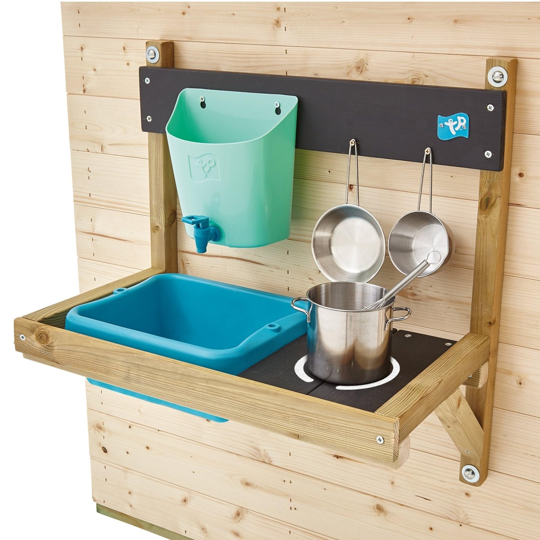TP Toys Maisonnette Chalet Prairie en Bois avec Cuisine Extérieure et Ustensiles – Cabane Enfant avec Auvent, Plancher, Fenêtre Plexi et Pochoirs – 3 Ans+