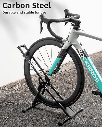 Miniatura 3 de ROCKBROS Soporte de suelo para bicicleta, soporte de bicicleta de interior para garaje, soporte de bicicleta de piso para almacenamiento, soporte de