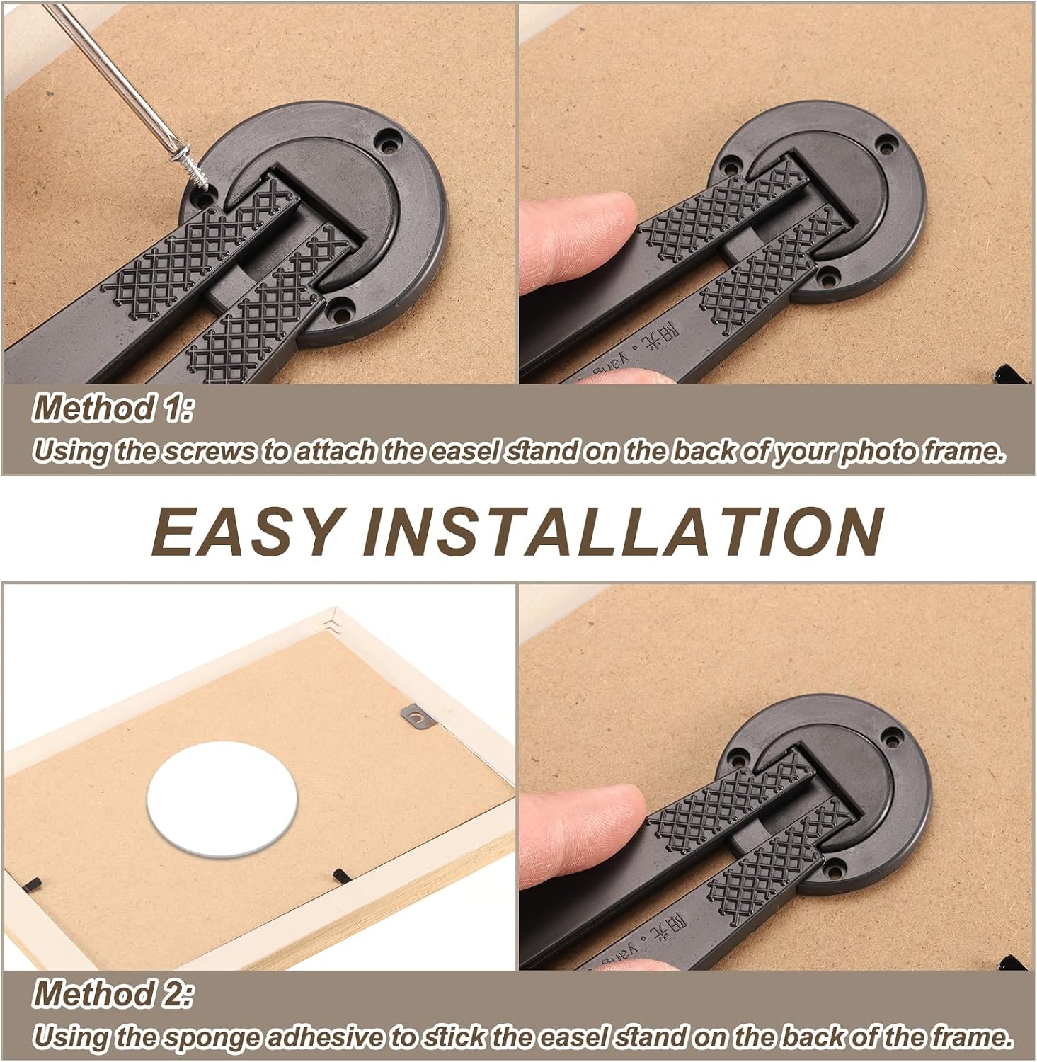PATIKIL 6.77" Easel Back, 10 Sets Plastic Picture Frame Back Stand Photo Frame Easel Back Support with Screws for Crafts Art Frames Supplies Paintings Display, Black image 3