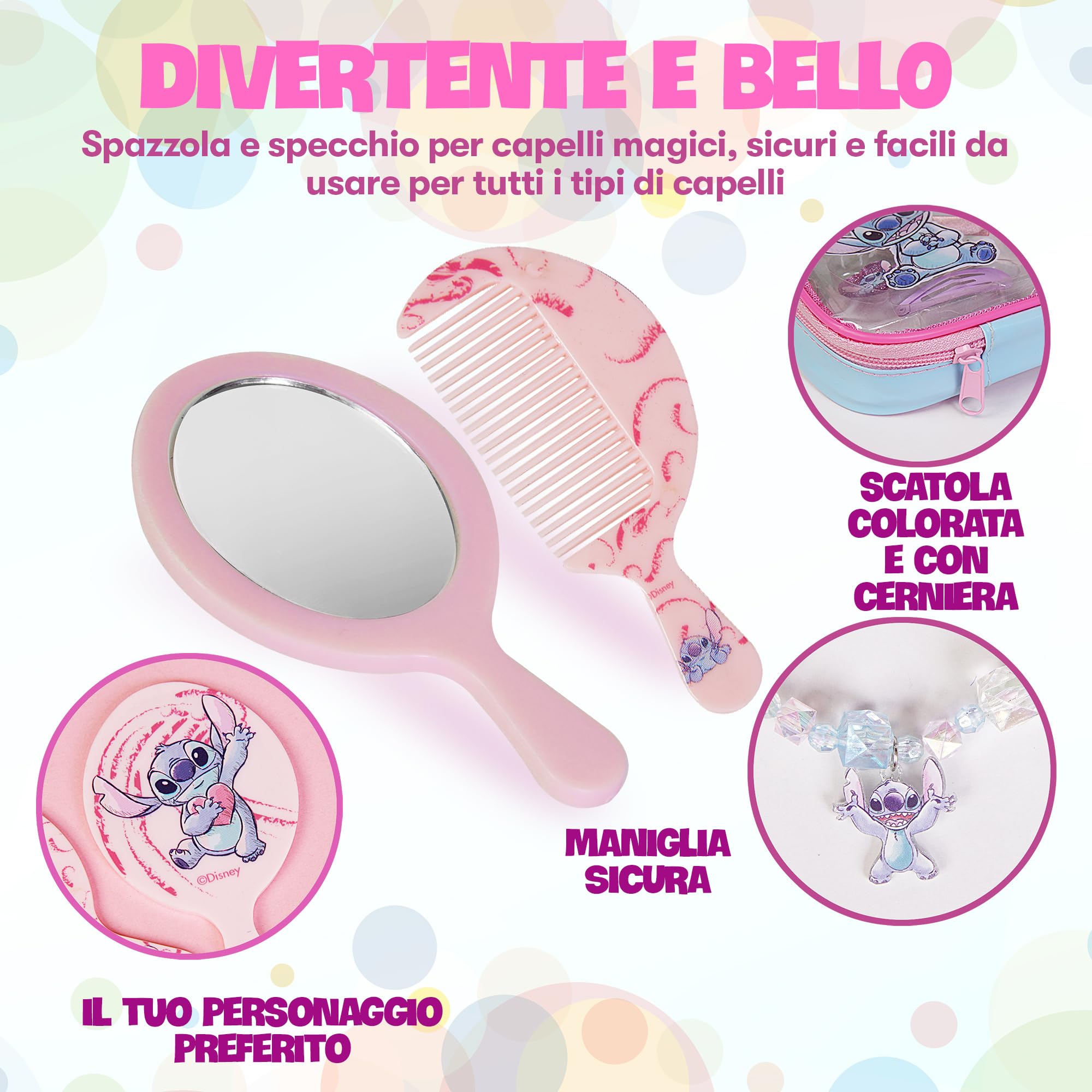 Disney - Spazzola Capelli Stitch, Bracciale e Gioielli Stitch Bambina - Collana e Accessori Stitch - Stitch Regalo Bambina